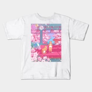 The cute cats on the train Kids T-Shirt